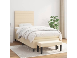 Vidaxl Cama Com Molas/colchão 90x200 Cm Tecido Cor Crème