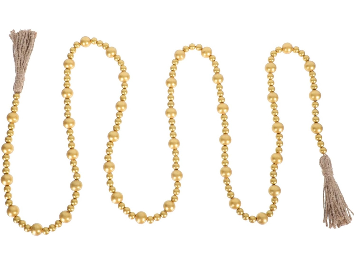 Decoração Guirlande Perles Bois Suspensre Mur Maison Pompon Bois Decoração