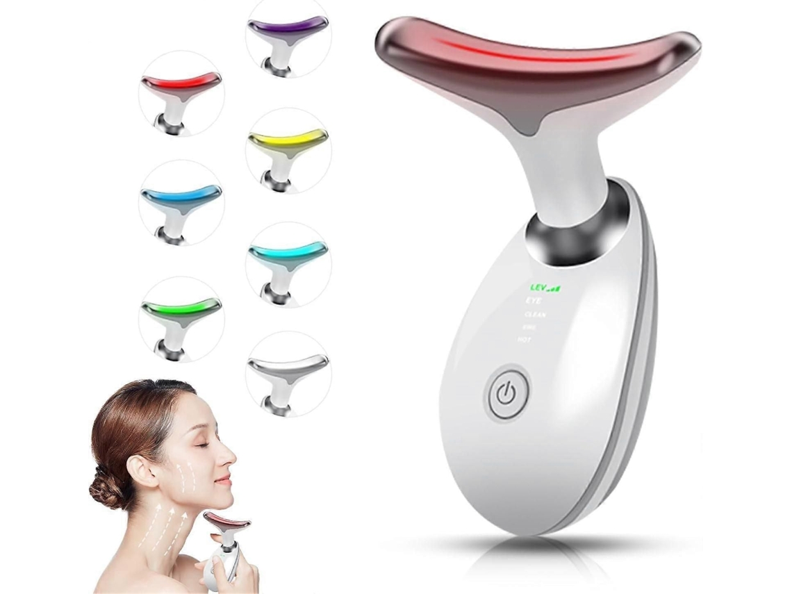Aparelho de Beleza Facial, Massageador Facial Multifuncional, 7 Cores, Portátil. GOKOCO