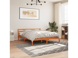 Cama Sem Colchão 200x200 Cm Pinho Maciço Castanho-mel