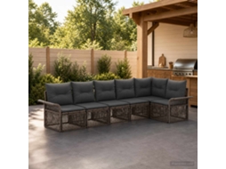 Vidaxl Conjunto De Sofá De Jardim 6 Pcs Cinzento Vime Pe