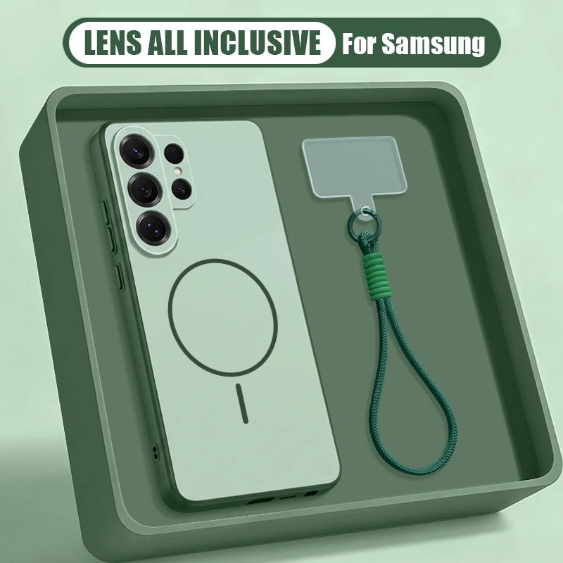 Capa Magnética Para Celular Galaxy S25 Edge Na Cor Candy (verde) Com Cordão.