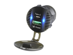 Tomada de Carregador Usb Tipo C Duplo para Campistas de 12V/24V Carro Barco Marinho Atv Rv ALLINLESS