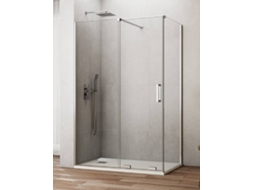 Cabine De Duche Cirene (kenna) 1+1 Com Painel Lateral Fixo 150x75 Cm Cromo Barra Perpendicular