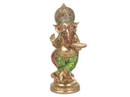 Ganesha Suporte de vela de resina dourada Figuras decorativas Decoração de sala de estar 36x13x16cm BY SIGRIS