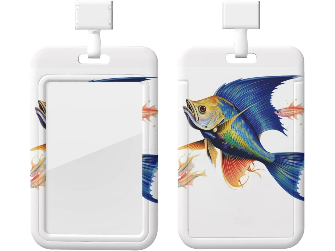 Porta Crachá Em Formato De Peixe, Protetor De Cartão Vertical Com Cordão, Capa Plástica Impermeável, Estojo Crachá