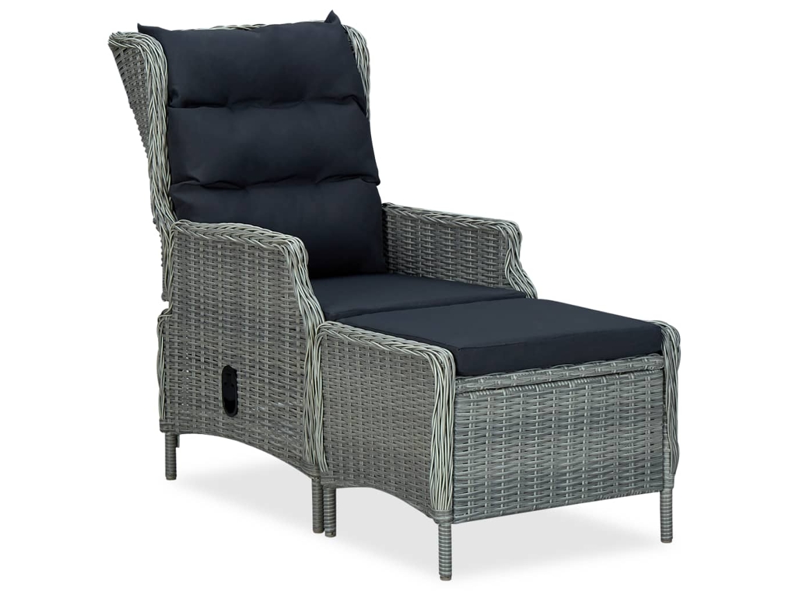 Maison Exclusive - 9 Pcs Conj. Jantar Exterior + Almofadões Vime Pe Cinzento-claro