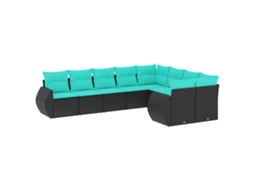 Conjunto de Sofá de Jardim, 5 Peças, Almofadas, Rattan Preto MAISON EXCLUSIVE