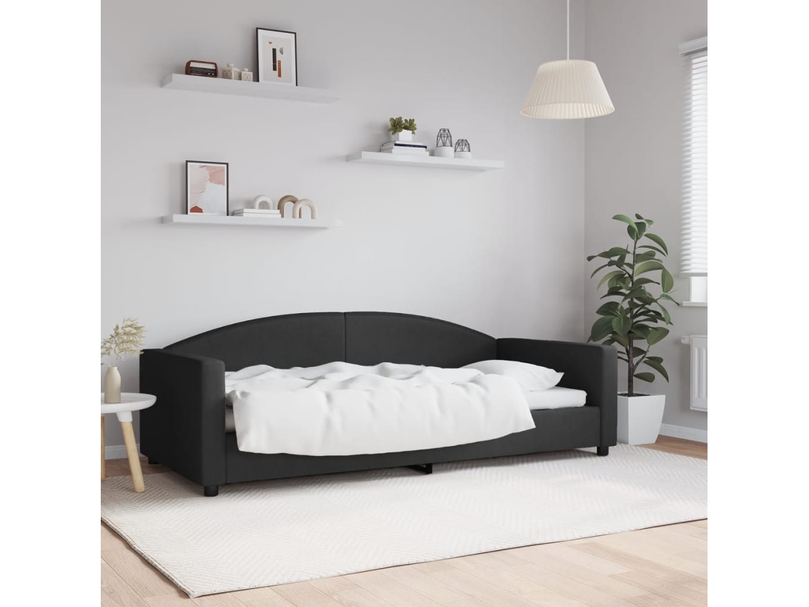 Vidaxl Sofá-cama 90x200 Cm Tecido Preto