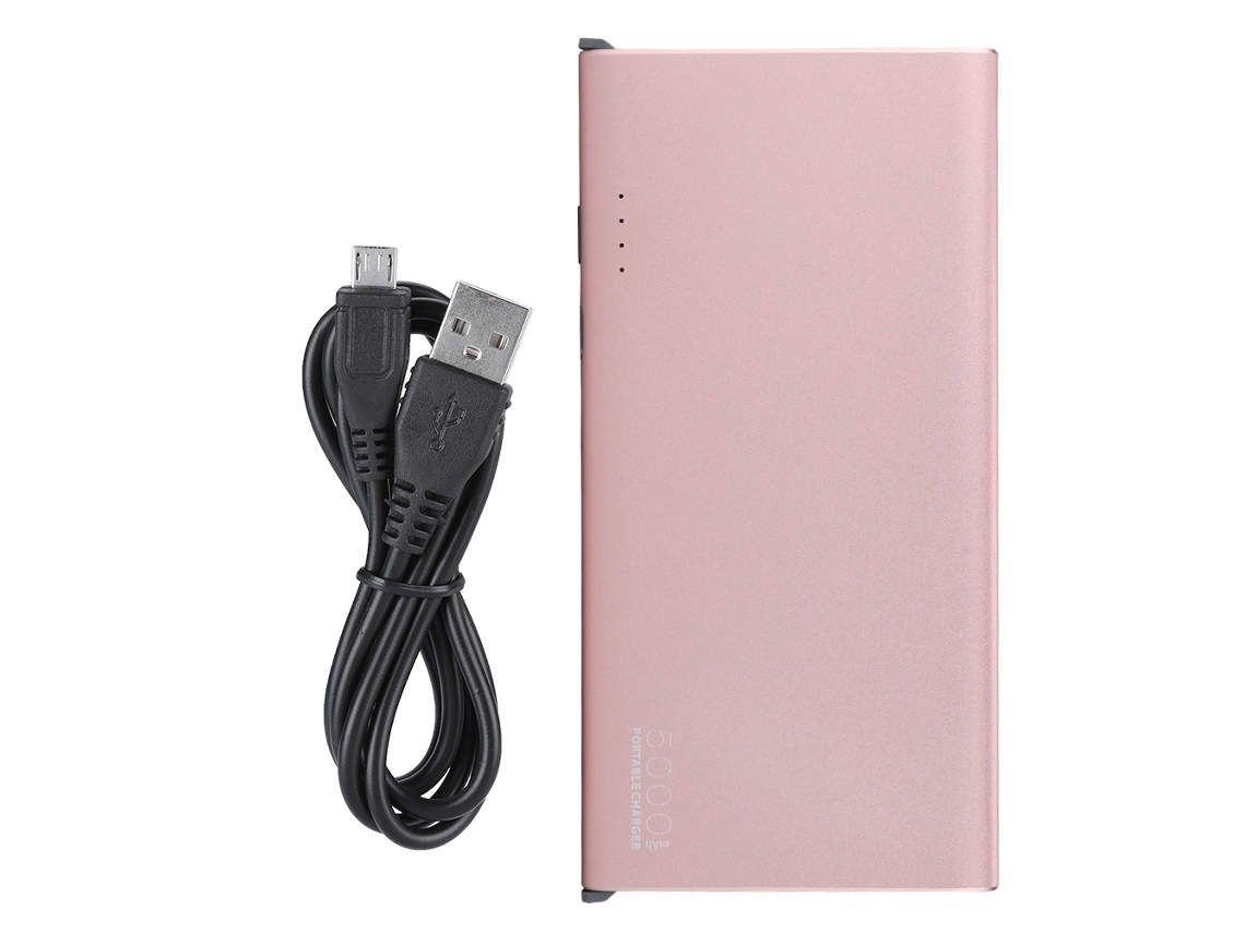 Bateria Portátil LAXISCREED 5000mah Ouro Rosa com Cabo Integrado