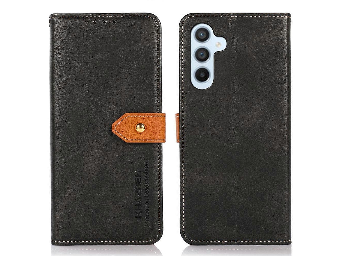 Capa Tipo Carteira Khazneh Para Samsung Galaxy S25 Fe, Com Suporte, Em Couro, Preta