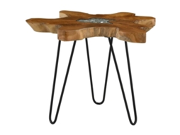 Vidaxl Mesa De Centro 70x45 Cm Madeira De Teca Maciça E Poliresina