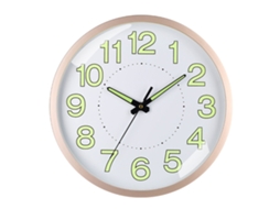 Reloj De Cuarzo Silencioso Luminoso Pared 12in Marco Oro Rosa Para Salón Dormitorio