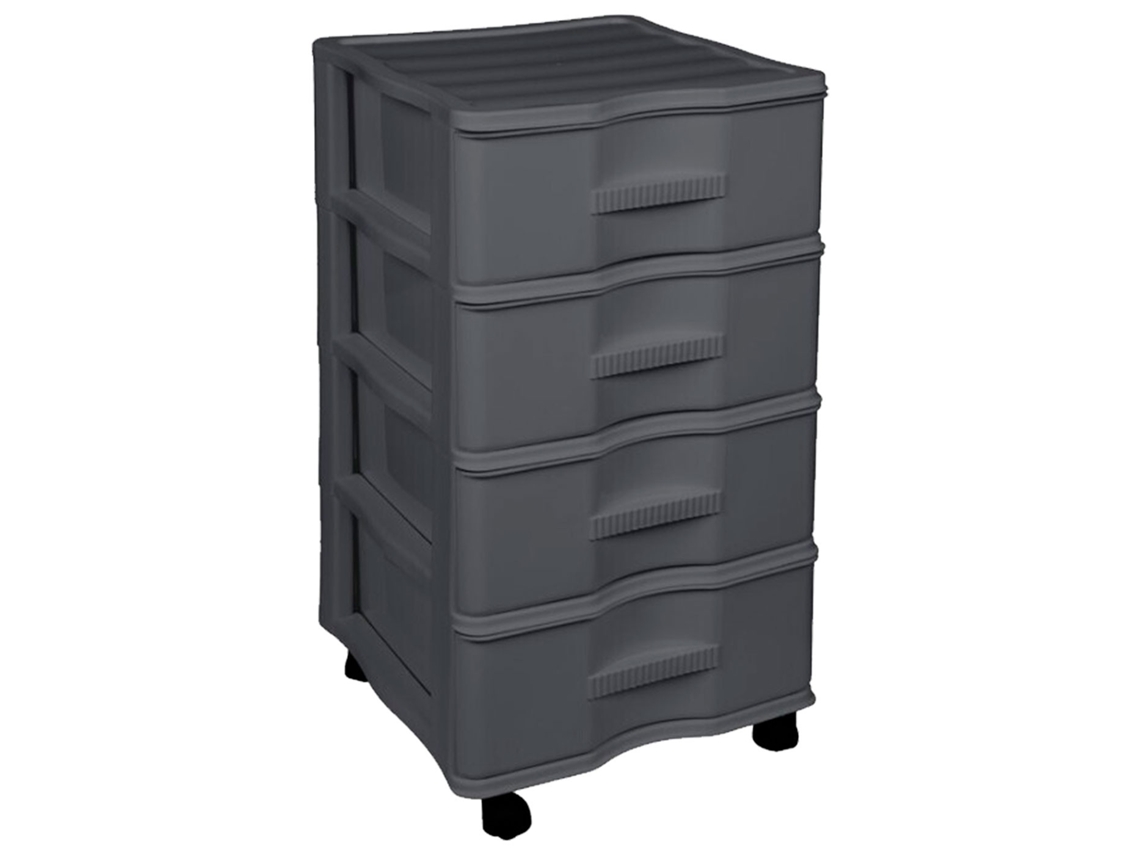 Gaveta De Armazenamento De Vagão 4 Gavetas Torre De Armazenamento Multiuso Para Escritório, Casa, Escola, Etc 67,5 X 37 X 38 Cm Cor Cinza Acan