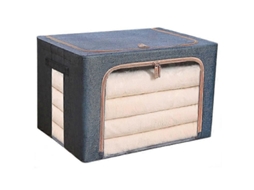 Caixa de Armazenamento Dobrável Tipo C, 40x30x20cm, 24l, com Tampas Zíper, Bolsa Tecido Linho Visor Trans Parente. GOKOCO