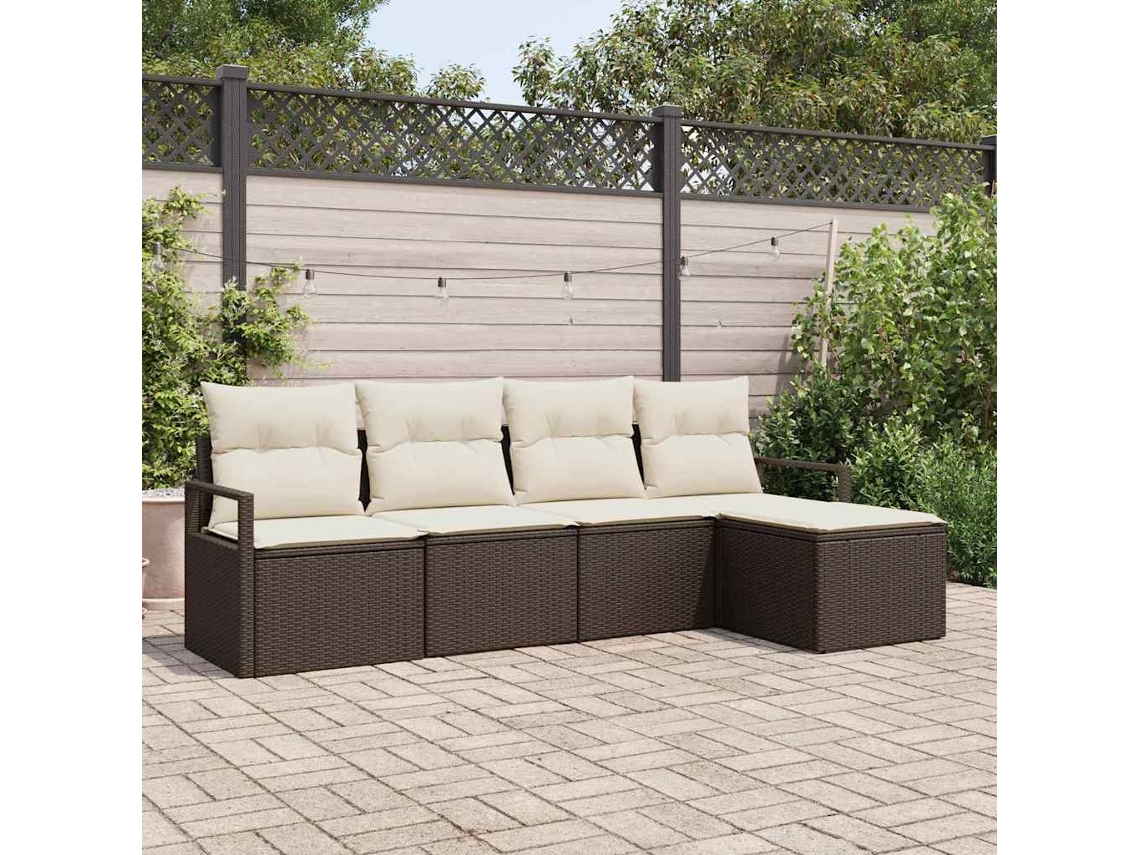 Vidaxl Conjunto De Sofás 5 Pcs Castanho Vime Pe
