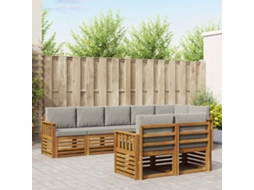 Vidaxl Conjunto De Sofás Para Exterior 8 Unid. Cinza Natural E Claro