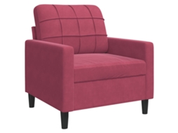 3 Pcs Conjunto de Sofás com Almofadões Veludo Vermelho Tinto SYFAX