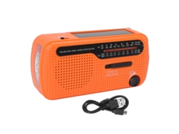 Rádio de Manivela Solar Am Fm Sw1 Sw2 com Lanterna Led para Emergências e Acampamentos Laranja | S/MARCA