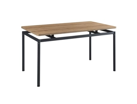Mesa de Jantar Hemnes Retangular 6 Pessoas Aço Mdf 140X80X75 Cm Efeito Carvalho Preto EN.CASA