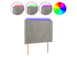 Led Headboard, Led Headboards Vidaxl Cinzeto Veludo (93 X 16 X 118/128 Cm)