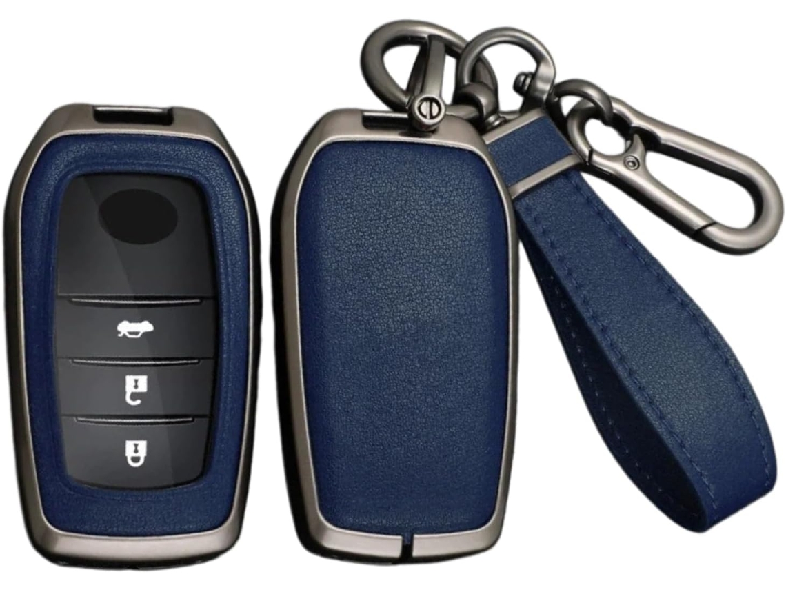 Capa Para Chave Compatível Com Tacoma Camry Corolla Cross Hilux Prius Sienna 2023-2026, Em Couro, Com Estrutura Em Liga