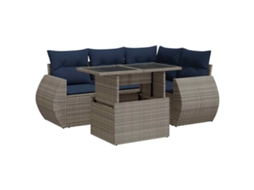 Conjunto de sofá de jardim 5 peças com almofadas de acácia e vime MAISON EXCLUSIVE (5 peças)