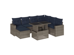 Conjunto de Sofá de Jardim, 8 Peças, Almofadas, Rattan Cinza MAISON EXCLUSIVE