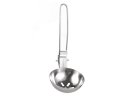 Colher Furada Inox Longa para Camping Plegável