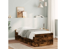 Vidaxl Estrutura De Cama Com Gavetas 90x200 Cm Carvalho Fumado