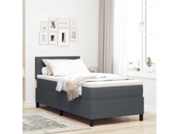 Vidaxl Cama Box Spring Led Cinza Escuro e Branco 90 X 200 Cm