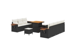 Conjunto 13 Sofá De Jardim Vidaxl Preto Vime Pe (234 X 204 X 85 Cm)