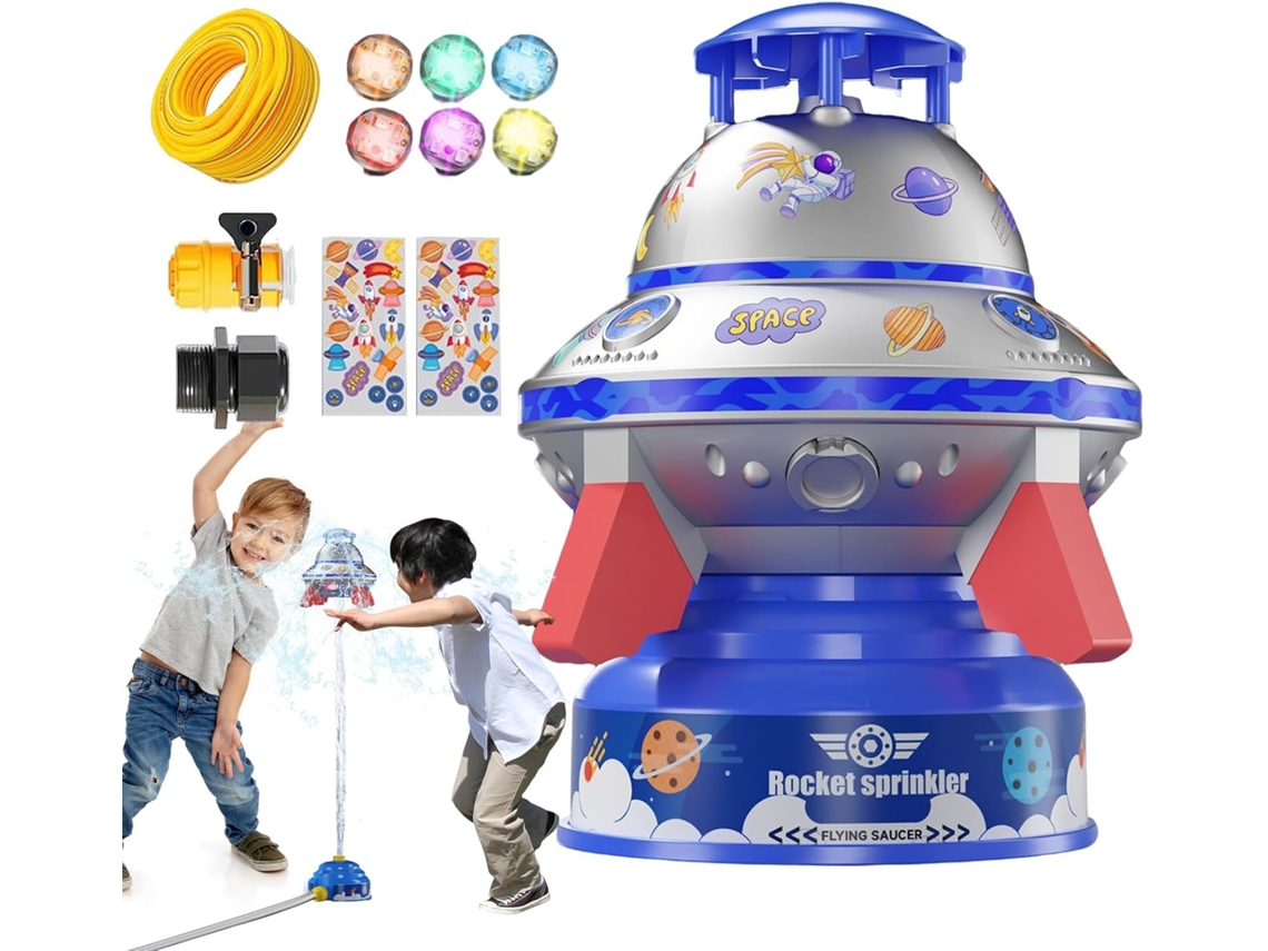 Aspersor De Brinquedo Para Uso Externo Jogo Divertido De Regar | Disco Voador Iluminado Com Rotaçã Gokoco