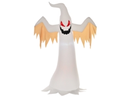 Halloween Inflável Ghost 2,4m com Leds Poliéster Auto inflable Ip44 Branco + Vermelho 150x80x240cm Ge