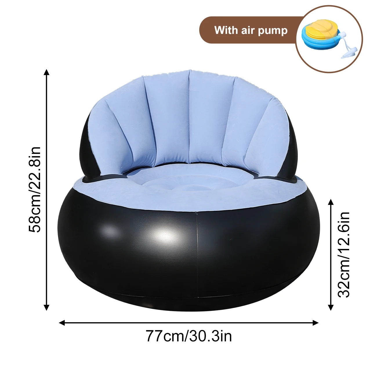 (azul - Com Bomba De Ar) 1 Sofá Inflável Em Pvc Espesso, Com Design Ergonômico.
