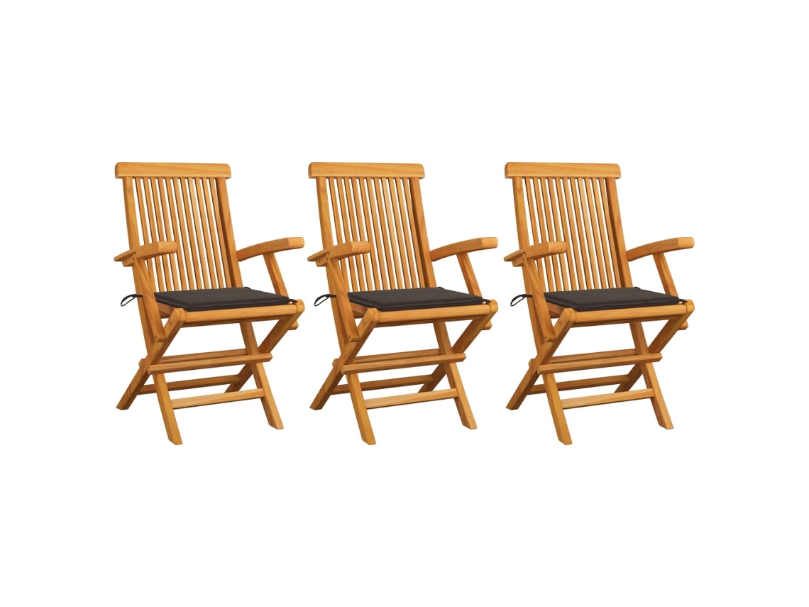 Folding Chair, Folding Chairs Vidaxl Cinzento-acastanhado Teca (n/a)