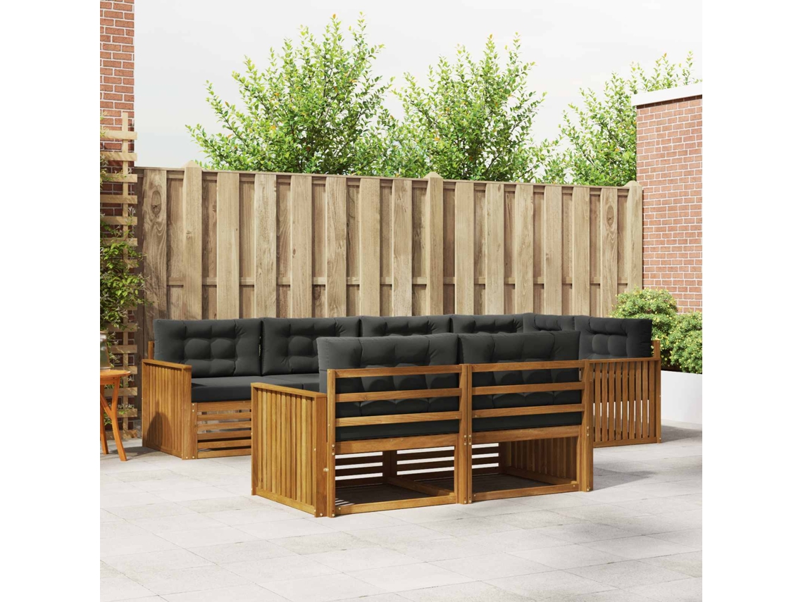 Vidaxl Conjunto De Sofás Para Exterior 7 Pcs Natural E Antracite