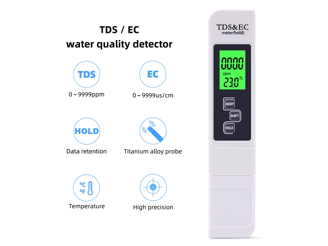 Detector De Qualidade Da Água Portátil 3 Em 1 Caneta Tds Ec Teste Preciso
