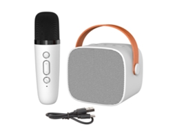 Mini Alto Falante Bluetooth Portátil Sem Fio Com Karaokê E Microfone Para Festas Em Casa E Aniversários Aquaforge (branco)