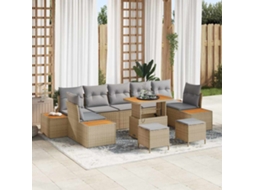 Vidaxl Conjunto De Sofá De Jardim 10 Unid. 9-número De Lugares Bege
