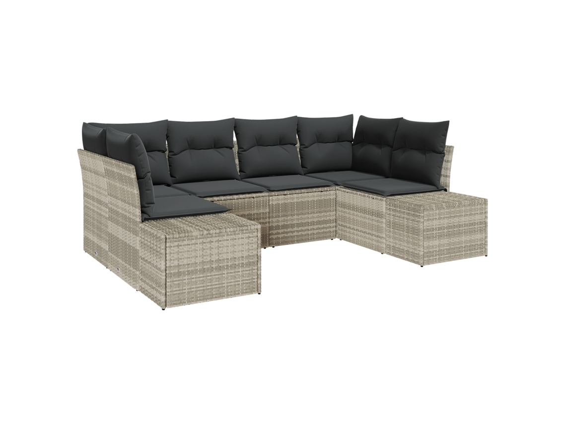 Conjunto 6 Conjunto De Sofá De Jardim Vidaxl Cinzento Vime Pe (234 X 154 X 69 Cm)
