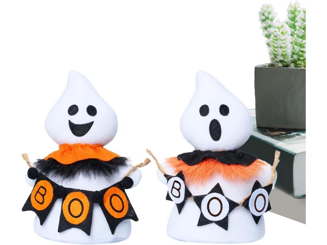 Conjunto De 2 Fantasmas Sorridentes De Tecido Para Decoração De Halloween |