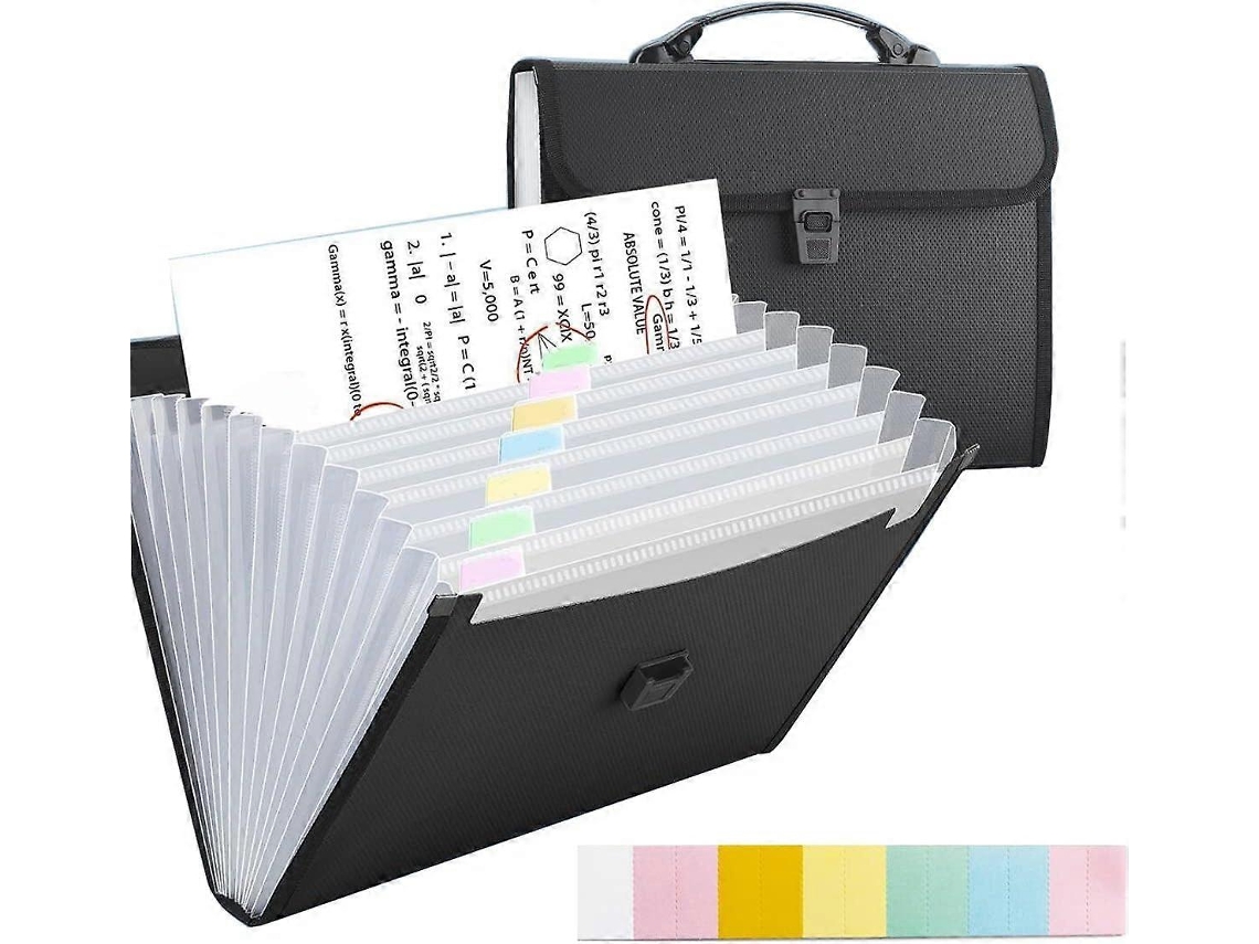 Pasta Expansível Com 13 Compartimentos E Alças, Estilo Sanfona, Carteira Plástica Para Documentos A4, Ideal Para Escola, Escritório E Casa, Preta