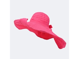 Chapéu De Praia Dobrável Com Aba Ampliada, Cor Rosa, Tamanho Ajustável