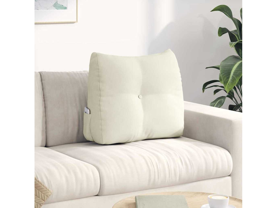 Vidaxl Travesseiro Para Costas Creme 60 X 24 X 50 Cm Veludo