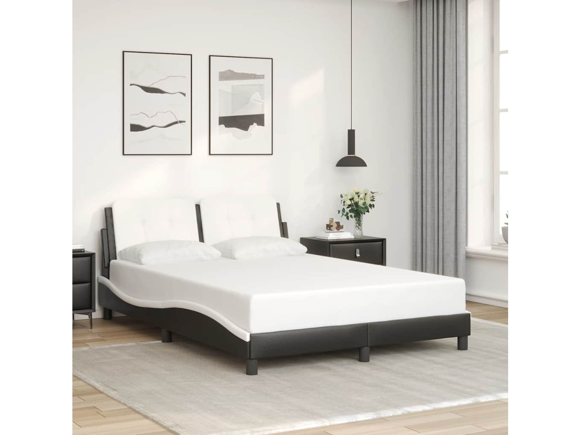 Vidaxl Estrutura De Cama Sem Colchão Zadar 120x200 Couro Artif. Preto/branco