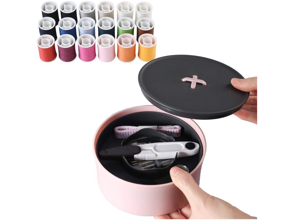 Kit De Costura Com Caixa Para Transporte E Armazenamento Fácil, Ideal Para Adultos, Estudantes, Viagens E Lar Com Design Bonito De Botão