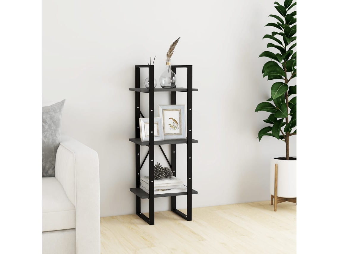 Vidaxl Estante C/ 3 Prateleiras 40x30x105 Cm Pinho Maciço Cinzento