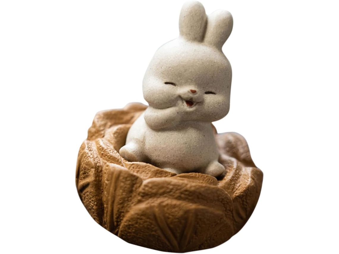 Estatueta Decorativa de Coelho Kichouse em Tom Violeta Areia, Formato de Coelho, como um Lindo Enfeite para Casa e CHABERLU