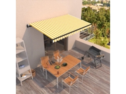 Vidaxl Toldo Retrátil Automático 450x350 Cm Amarelo E Branco